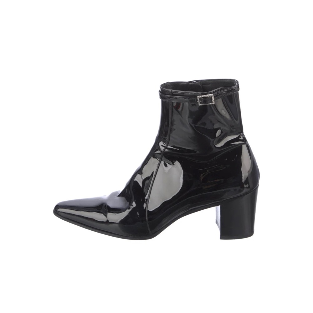 Saint Laurent Patent leather crystal embellishment boot